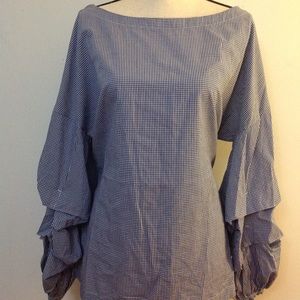Banana Republic Puff Sleeve Gingham Top Size L
